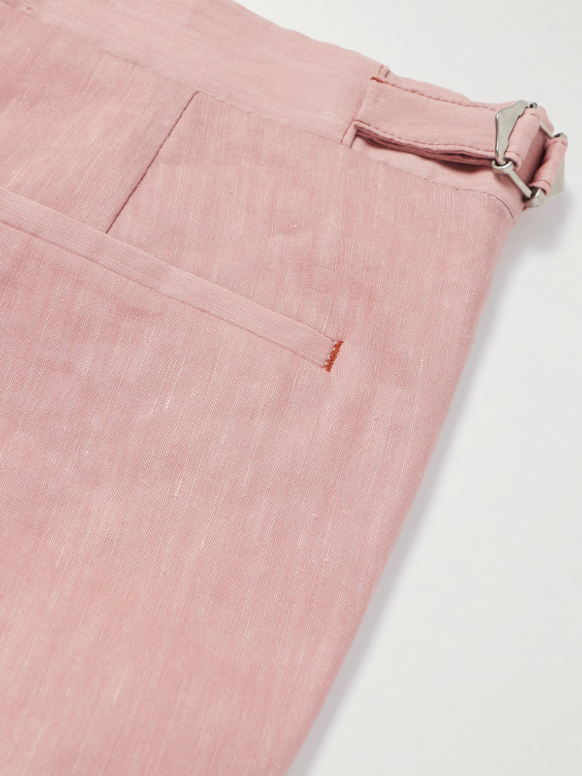 Shop Richard James Straight-leg Linen-blend Suit Trousers In Pink