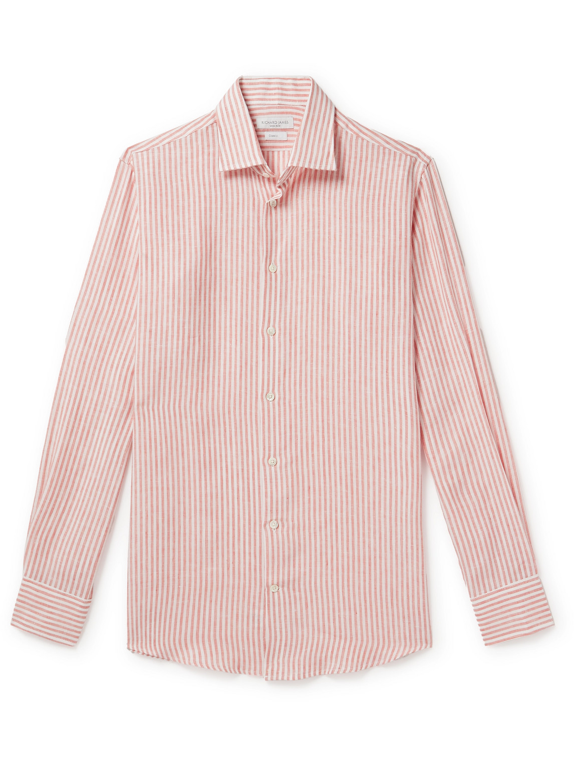 Richard James Striped Linen Shirt In Pink