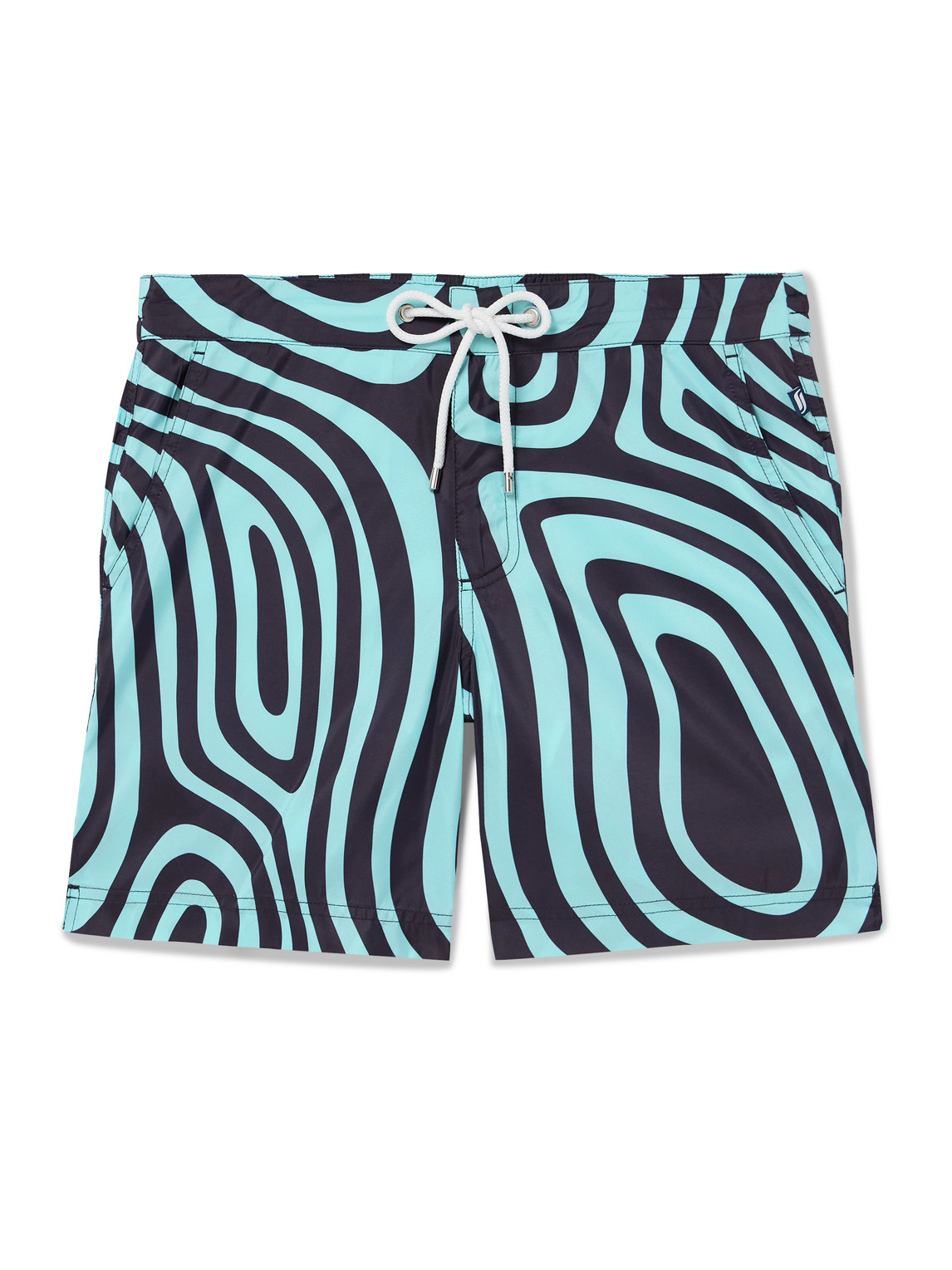 Richard James Straight-leg Mid-length Printed Swim Shorts In Blue