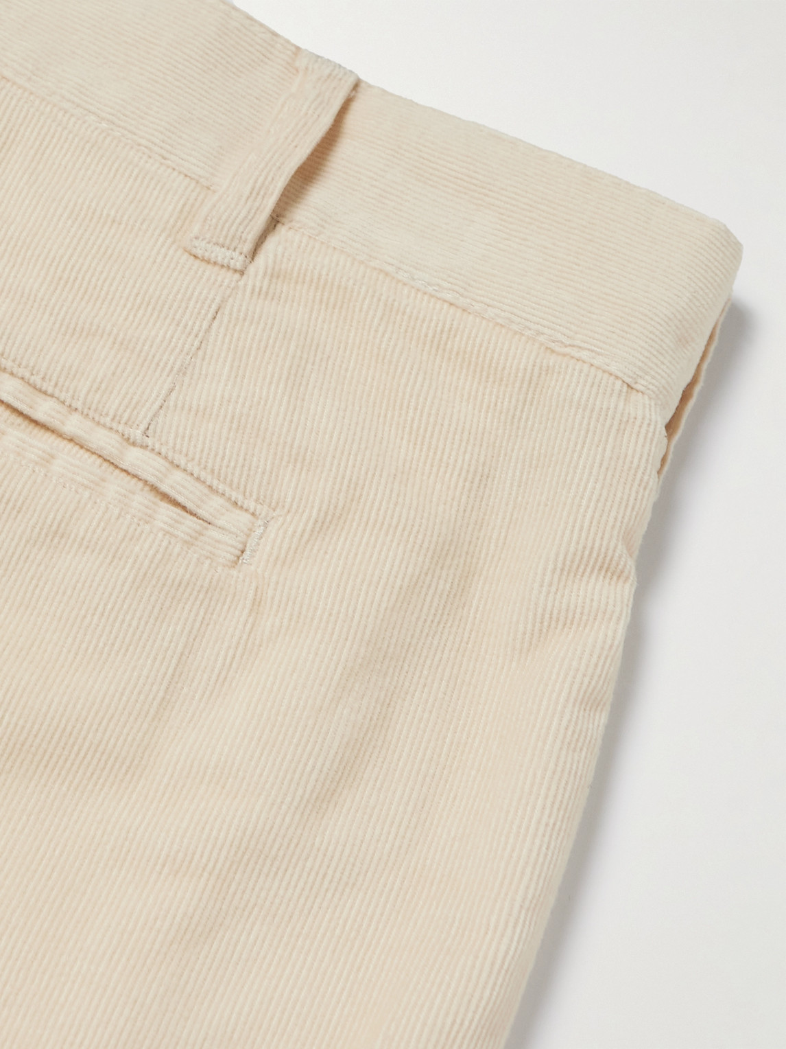 Shop Richard James Straight-leg Pleated Cotton-corduroy Trousers In Neutrals