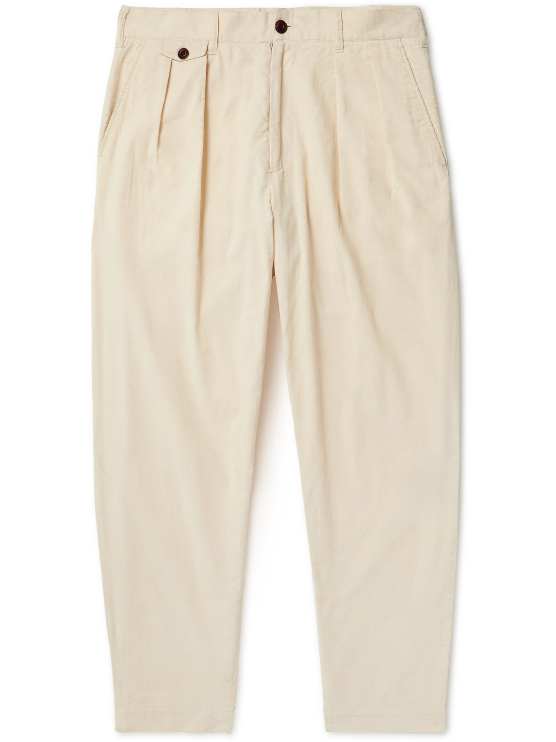 Richard James Straight-leg Pleated Cotton-corduroy Trousers In Neutrals