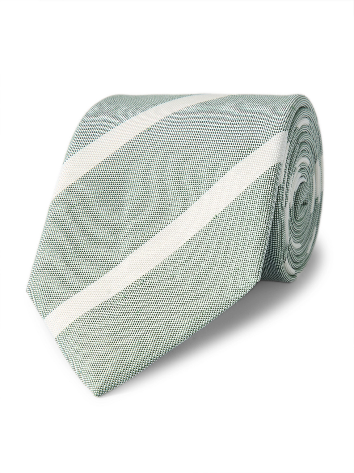 Richard James 8cm Striped Silk-jacquard Tie In Green