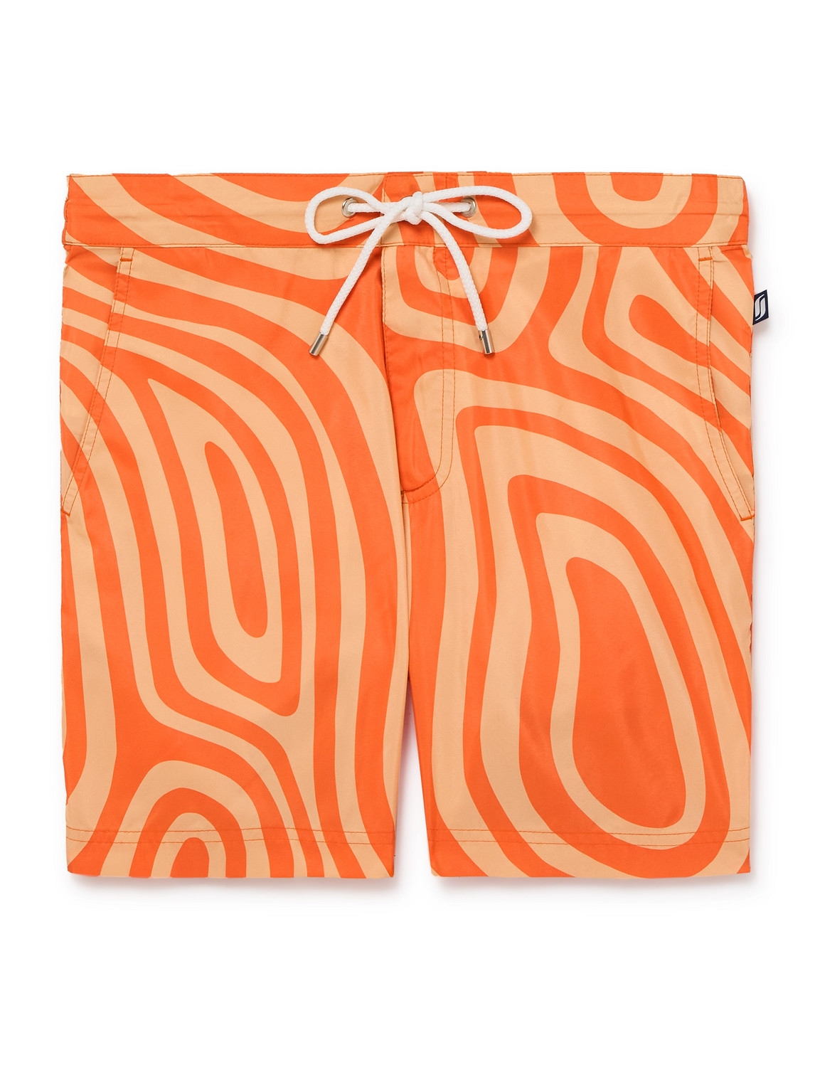 Richard James Straight-leg Mid-length Printed Recycled Swim Shorts In Orange