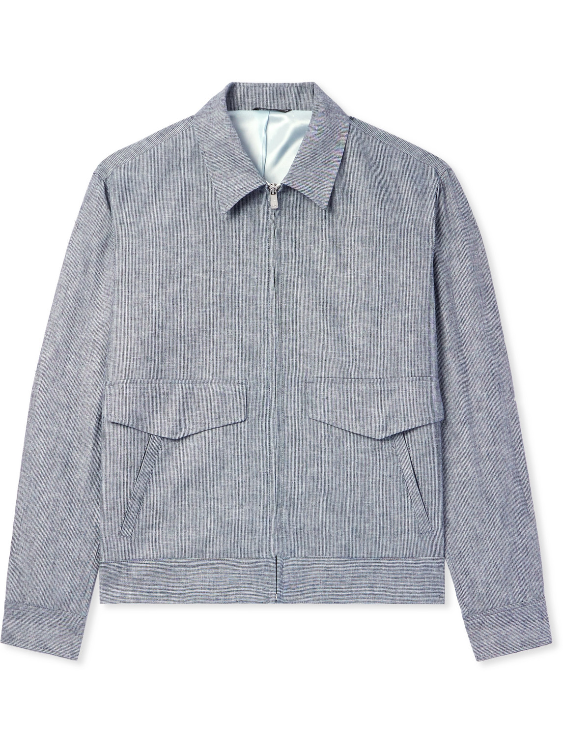Richard James Striped Linen And Cotton-blend Blouson Jacket In Gray
