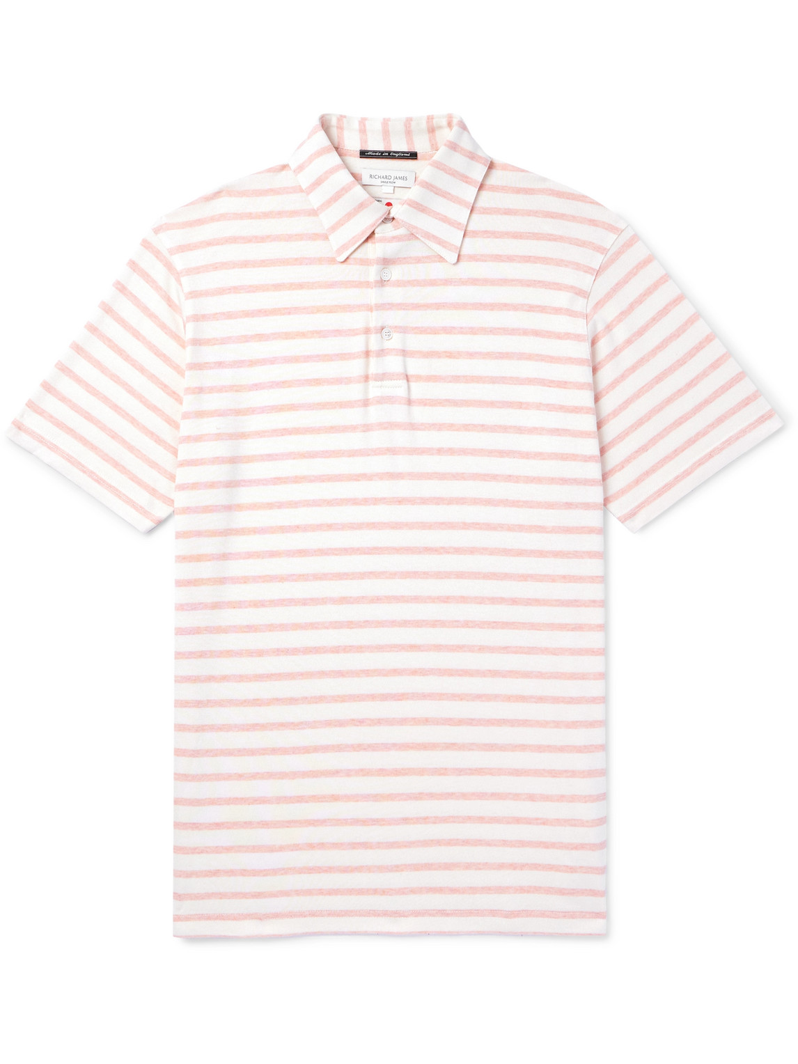 Richard James Striped Jersey Polo Shirt In Pink