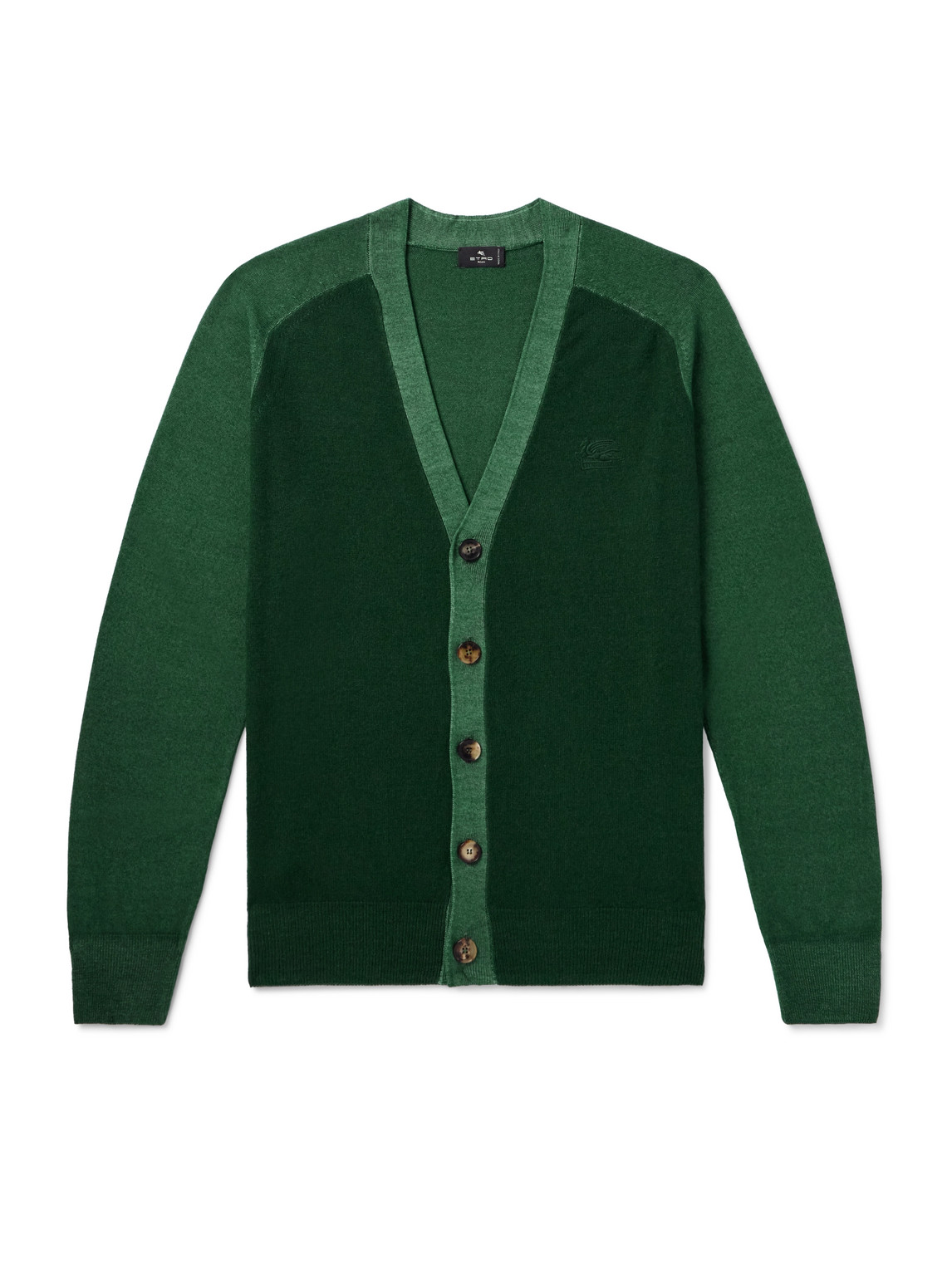 Etro Logo-embroidered Wool Cardigan In Green