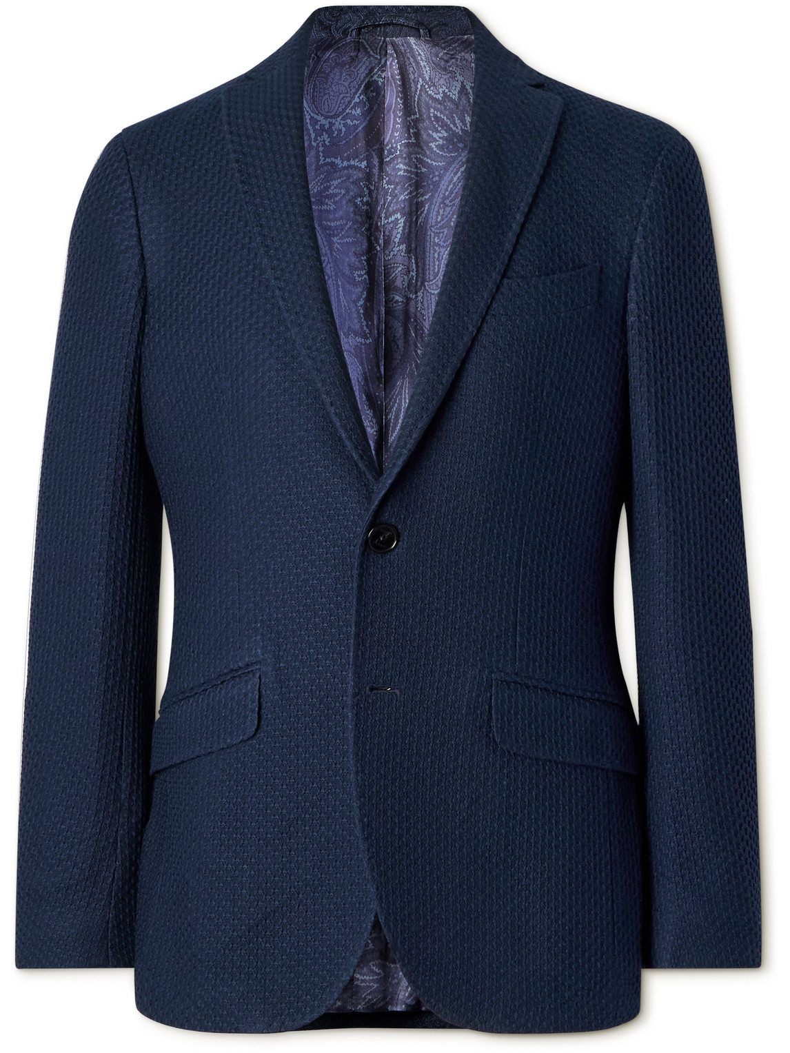 Etro Textured-cotton Blazer In Blue