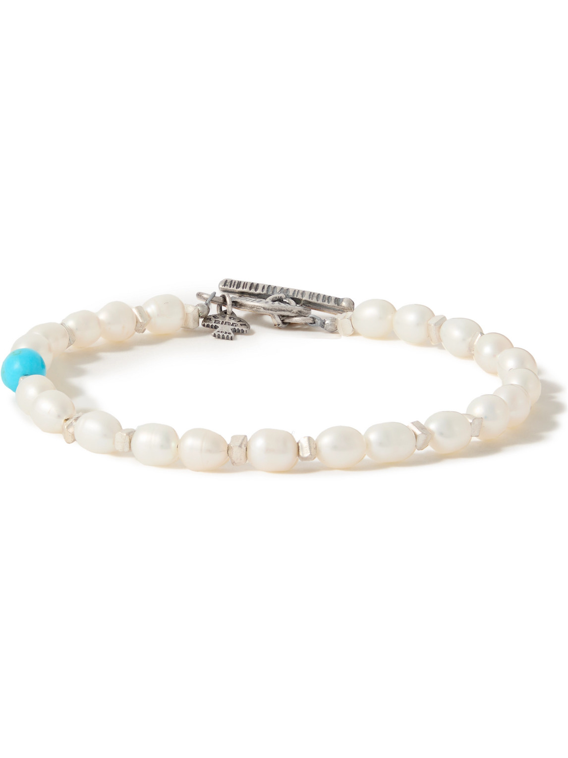 Peyote Bird Seneca Silver, Pearl And Turquoise Bracelet In White
