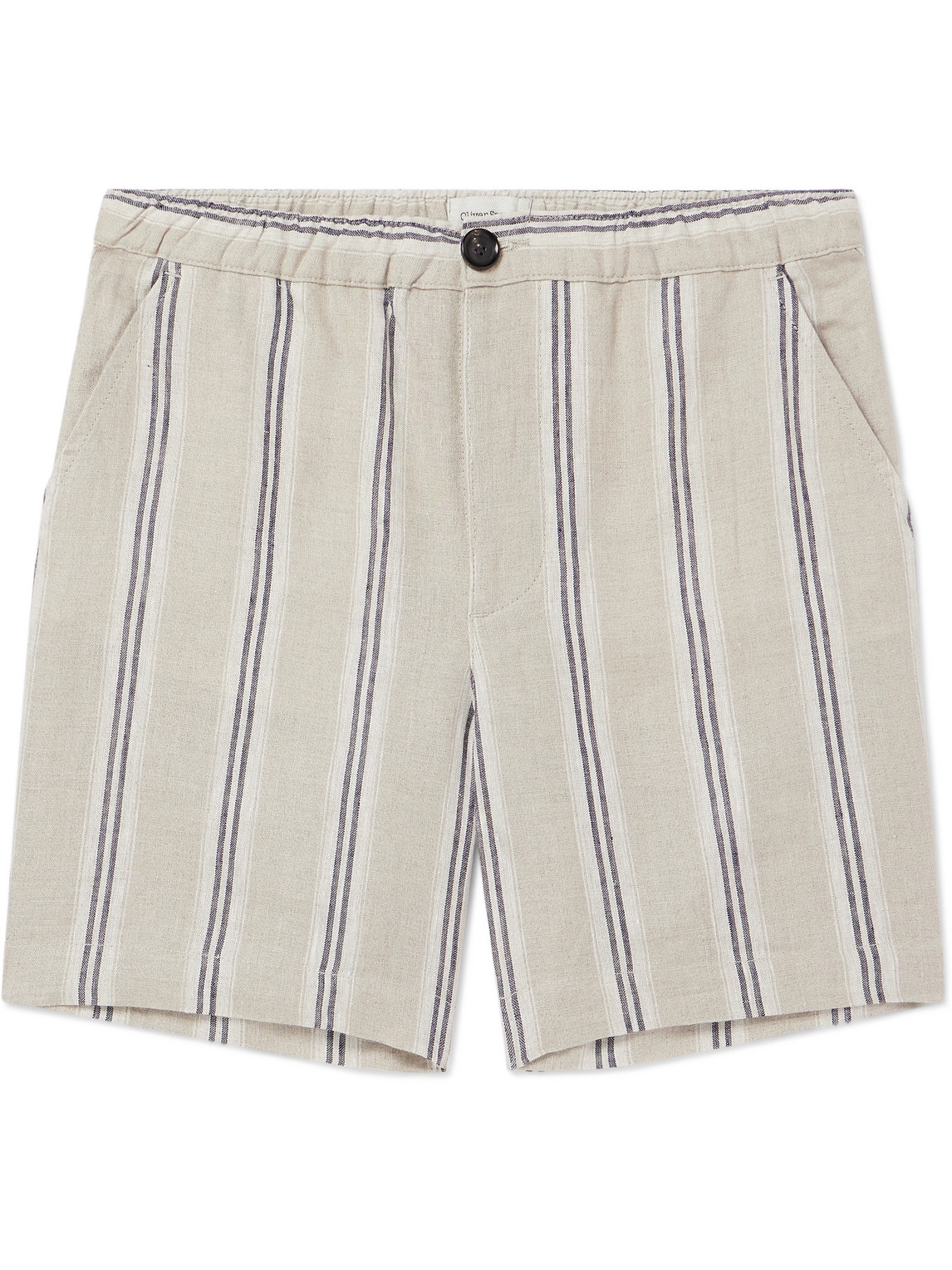 Oliver Spencer Osborne Straight-leg Striped Linen Shorts In Neutrals