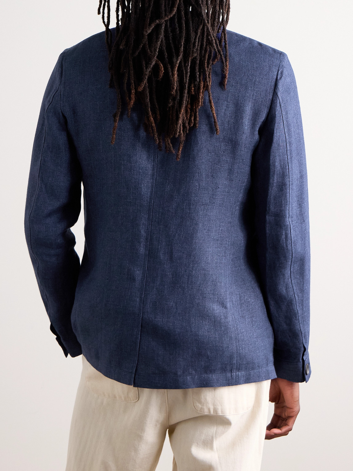 Shop Oliver Spencer Theobald Slim-fit Unstructured Linen Blazer In Blue