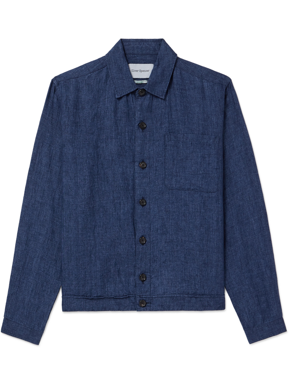 Oliver Spencer Milford Linen Blouson Jacket In Blue