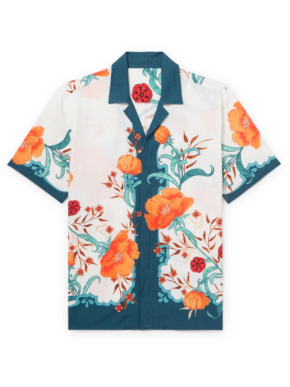 Orlebar Brown La Doublej Camp-collar Floral-print Lyocell Shirt In Multi