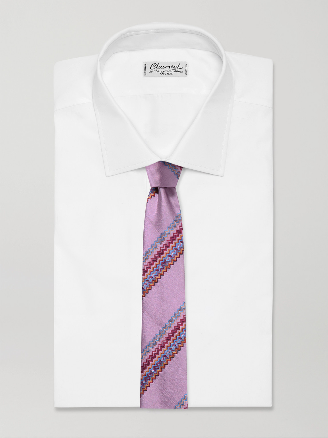 Shop Missoni 7cm Silk-jacquard Tie In Purple