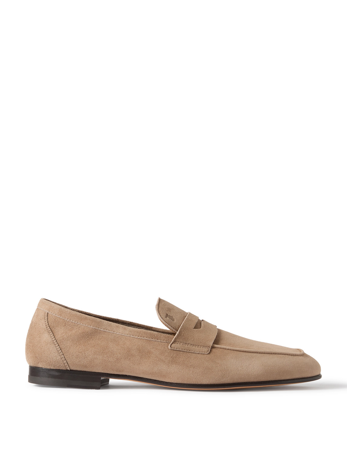 Shop Tod's Amalfi Suede Penny Loafers In Neutrals
