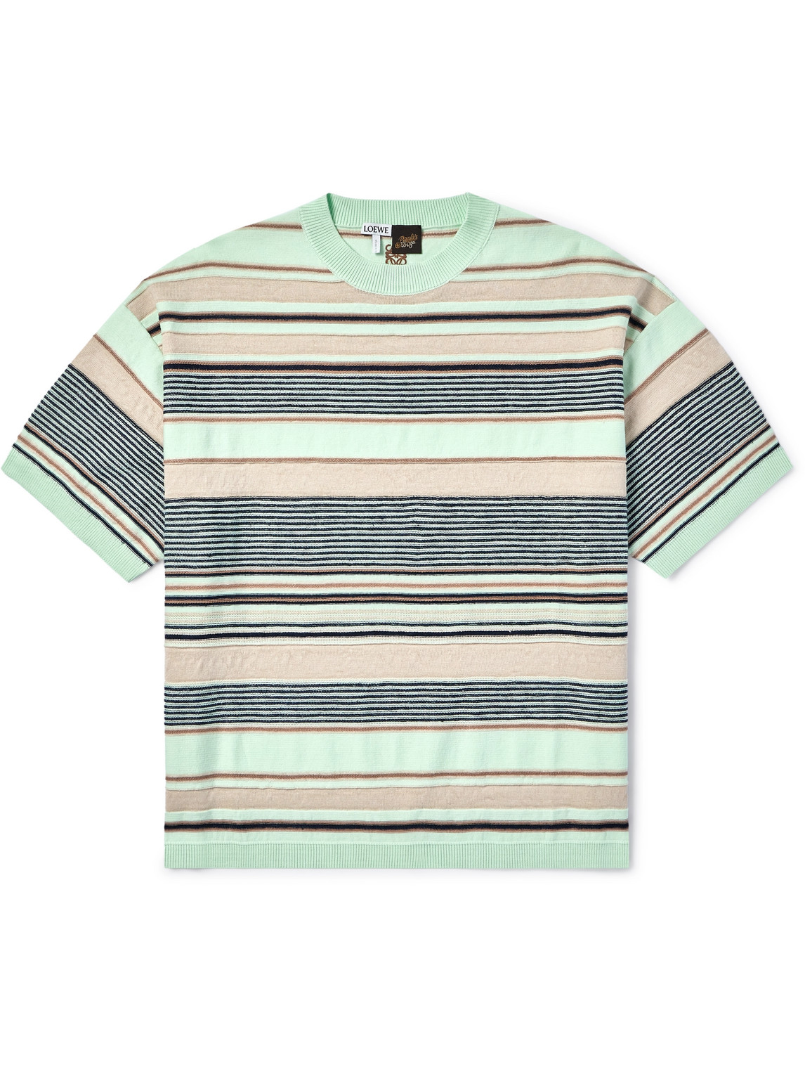 Loewe Striped Cotton And Linen T-shirt In White
