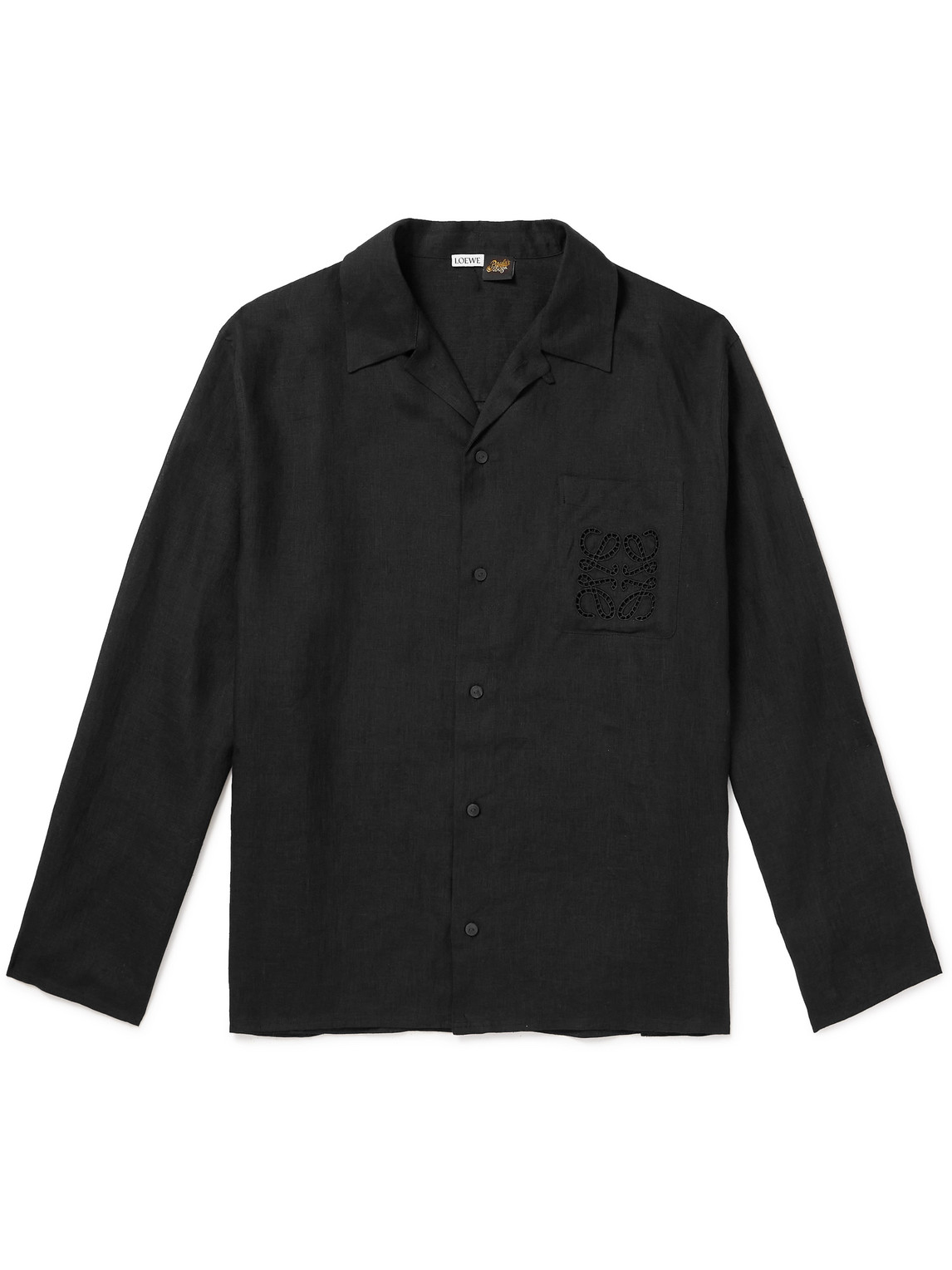 Loewe Paula's Ibiza Oversized Broderie Anglaise Linen Shirt In Black