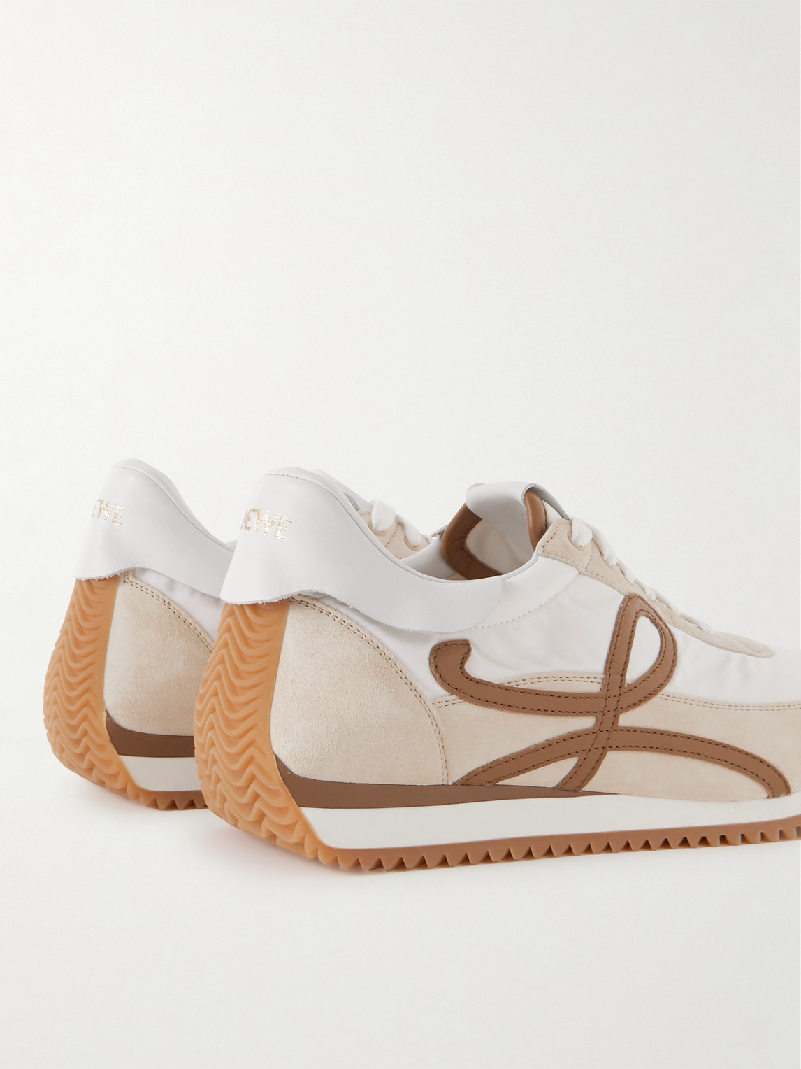 Shop Loewe Paula's Ibiza Flow Runner Leather-trimmed Suede And Shell Sneakers In Neutrals