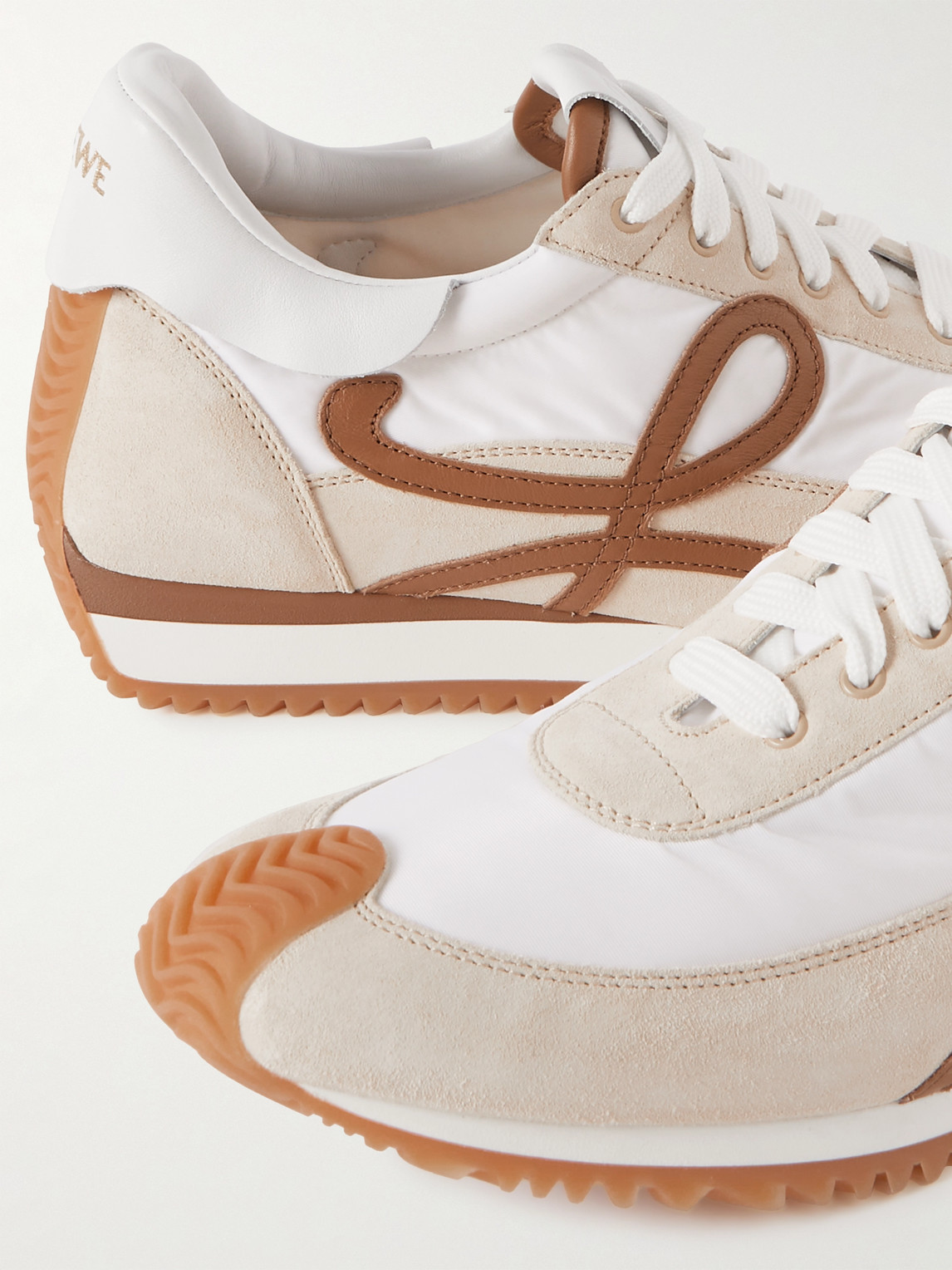 Shop Loewe Paula's Ibiza Flow Runner Leather-trimmed Suede And Shell Sneakers In Neutrals