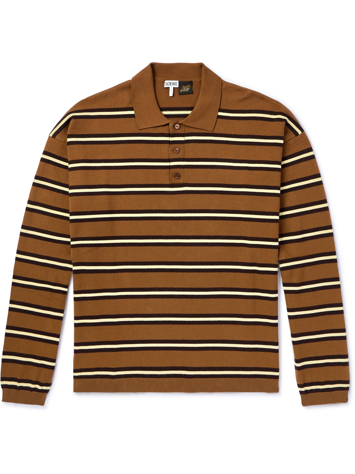 Loewe Paula's Ibiza Striped Cotton Polo Shirt In Brown