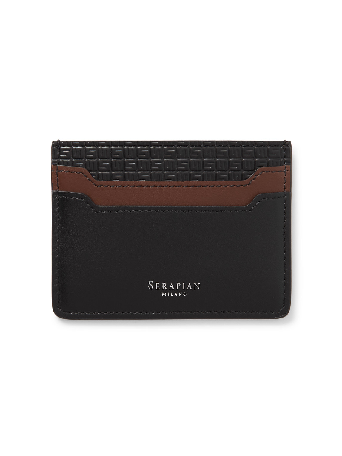 Serapian Logo-print Embossed Leather Cardholder In Black