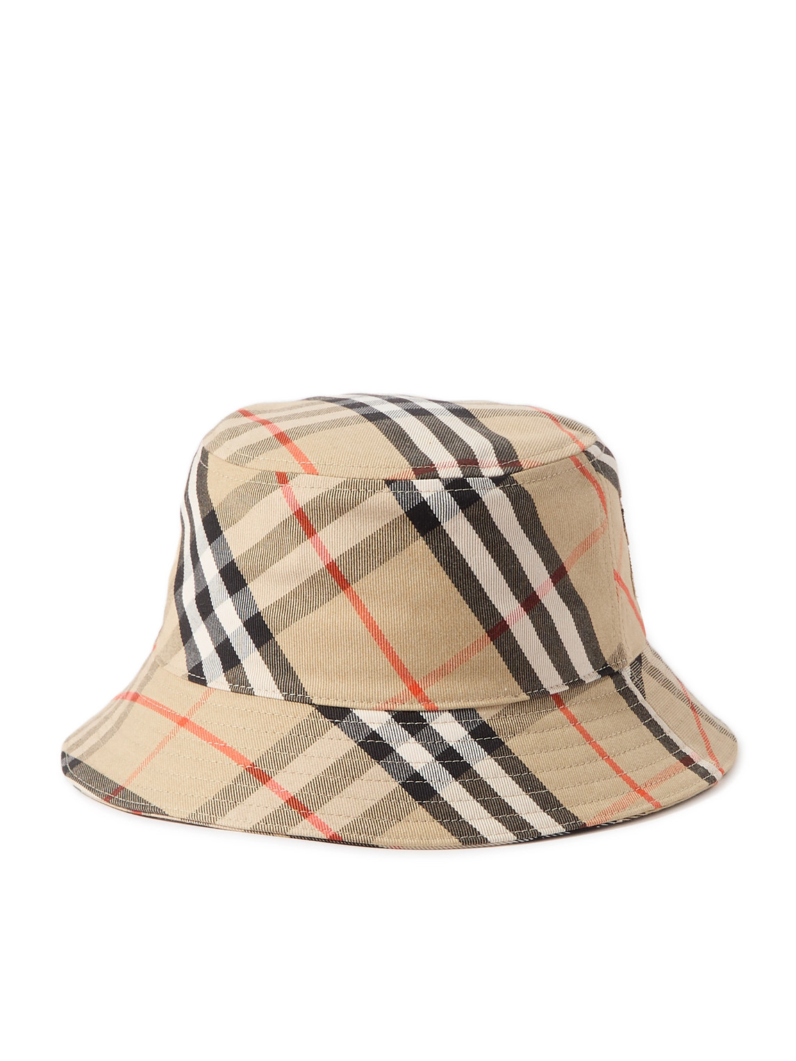 Burberry Logo-appliquéd Checked Twill Bucket Hat In Brown