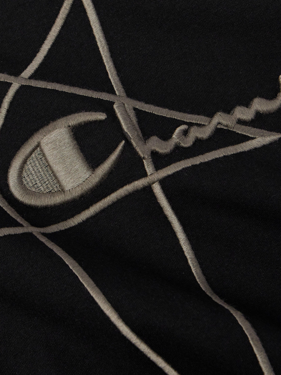 Shop Rick Owens Champion Jumbo Logo-embroidered Cotton-jersey Sweatshirt In Black