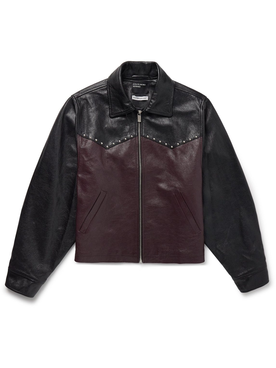Enfants Riches Deprimes Signature Studded Two-tone Leather Western Jacket In Black