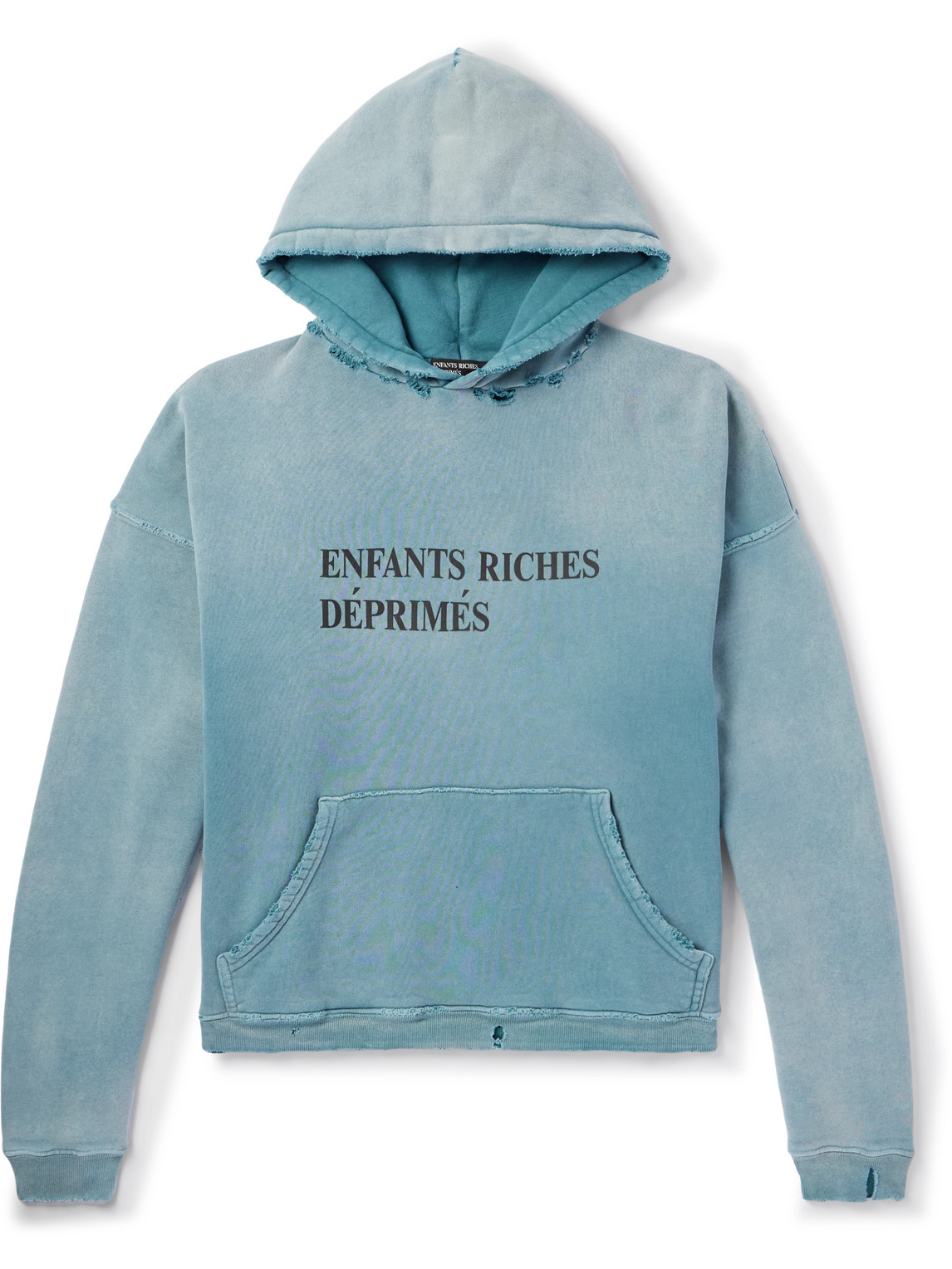 Enfants Riches Deprimes Logo-print Distressed Cotton-jersey Hoodie In Blue