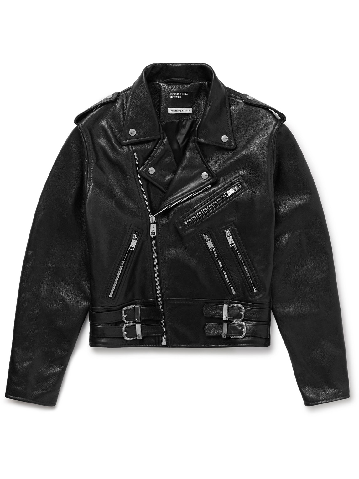 Enfants Riches Deprimes Rose Slim-fit Leather Biker Jacket In Black