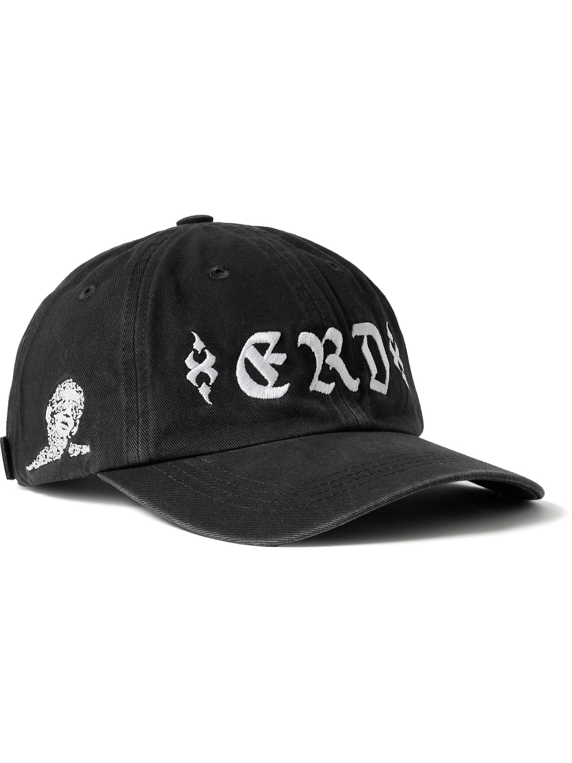 Die In Bed Logo-Embroidered Distressed Cotton-Twill Baseball Cap