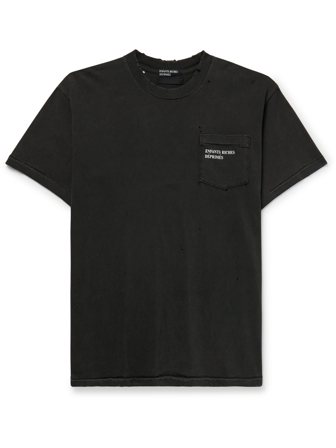 Enfants Riches Deprimes Distressed Bleached Logo-print Cotton-jersey T-shirt In Black
