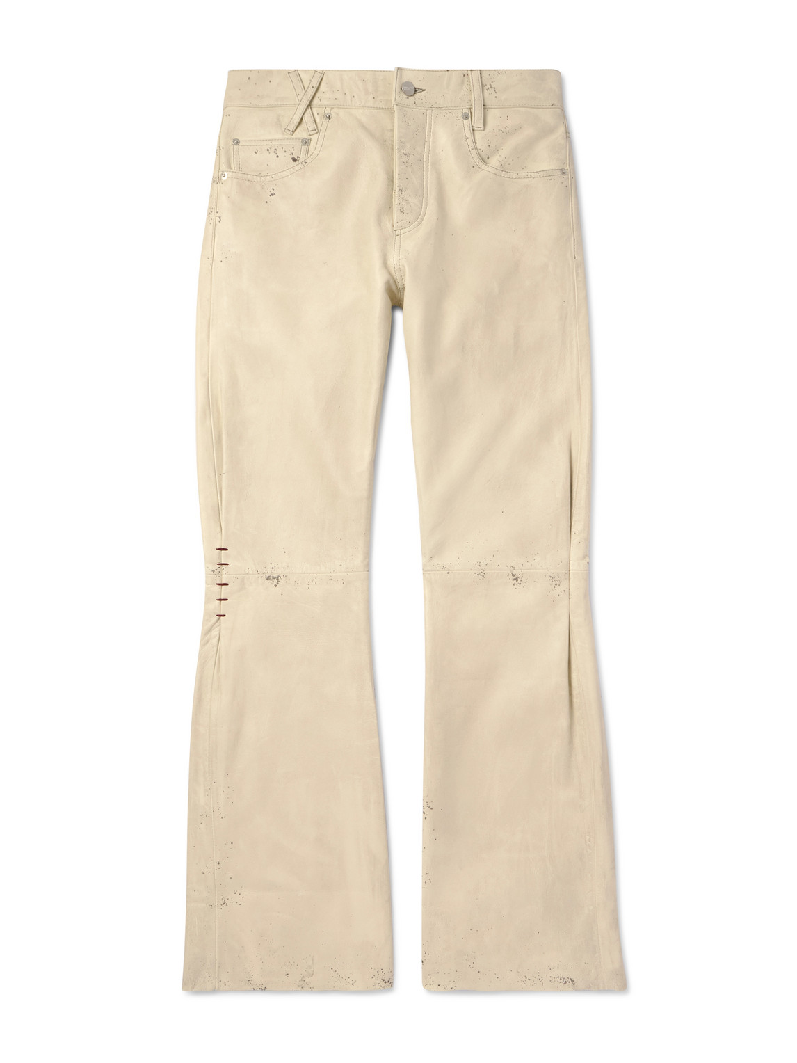 Enfants Riches Deprimes Flared Distressed Leather Trousers In Neutrals
