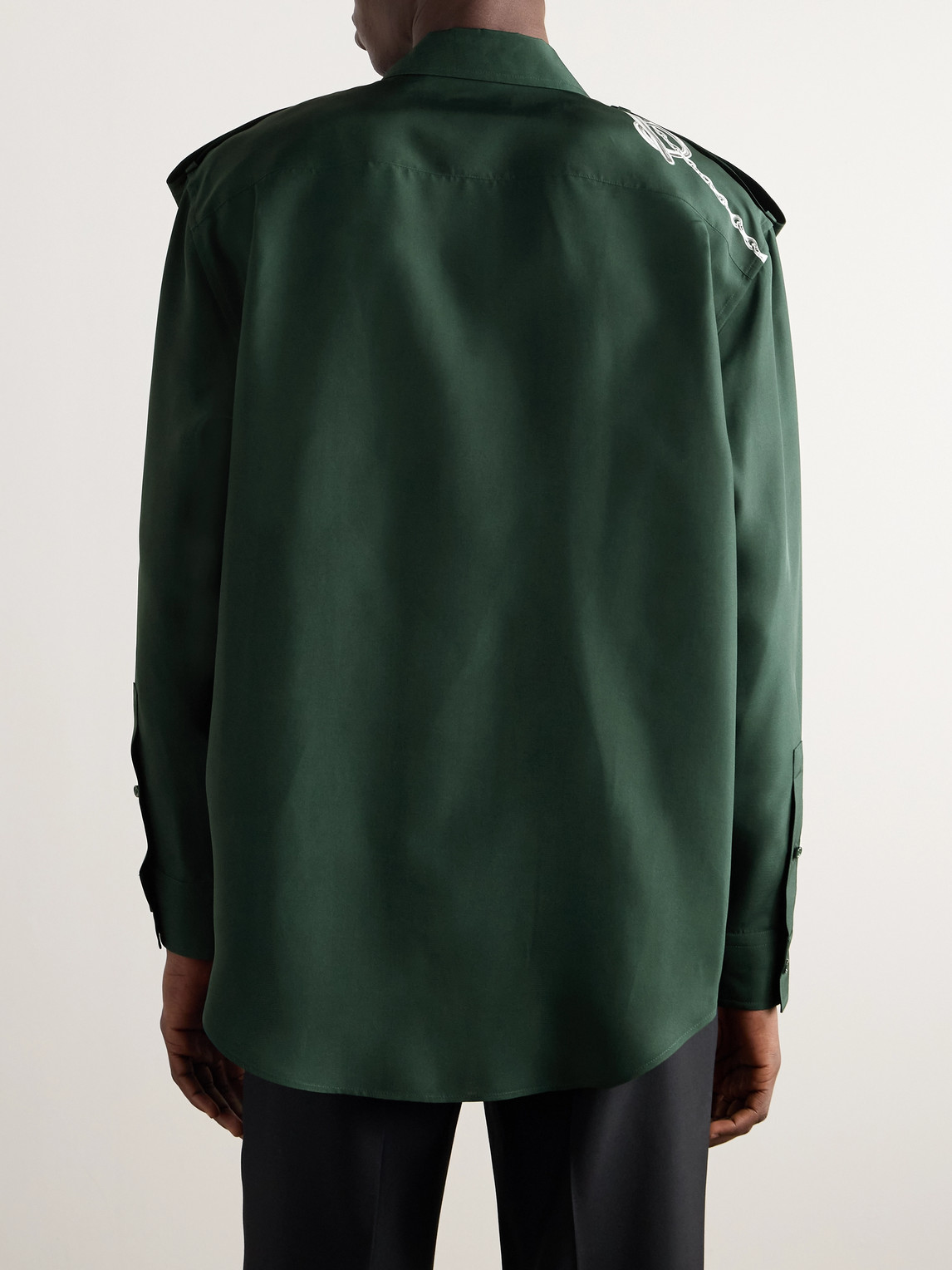 Shop Burberry Printed Silk Shirt In Green