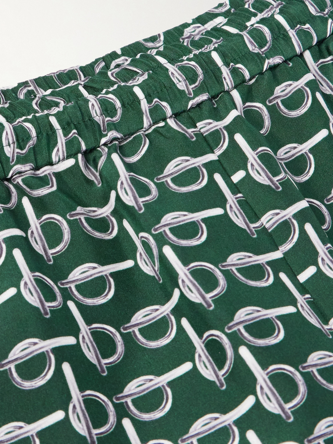 Shop Burberry Straight-leg Printed Silk-poplin Shorts In Green