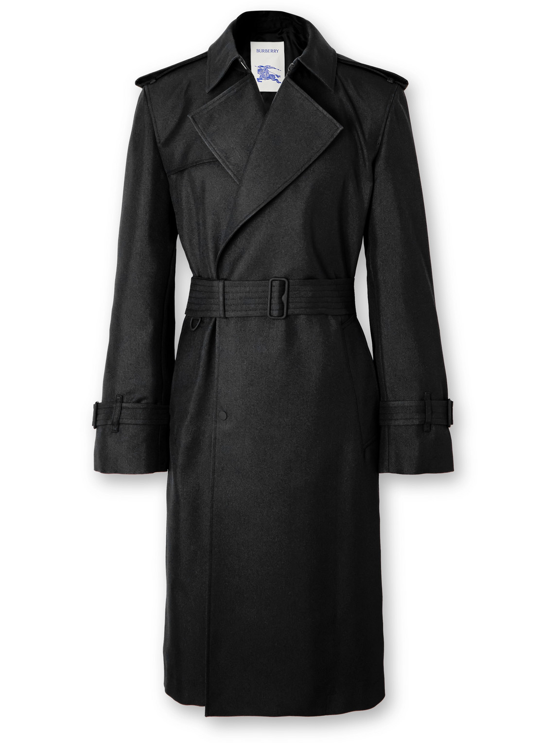 Burberry Double-breasted Belted Silk-blend Trench Coat In Black