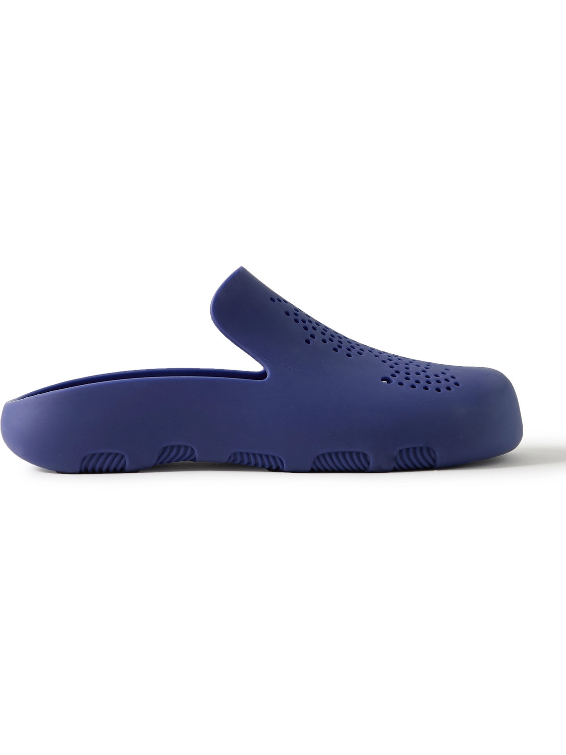 Burberry Embellished Perforated Rubber Clogs In Blue
