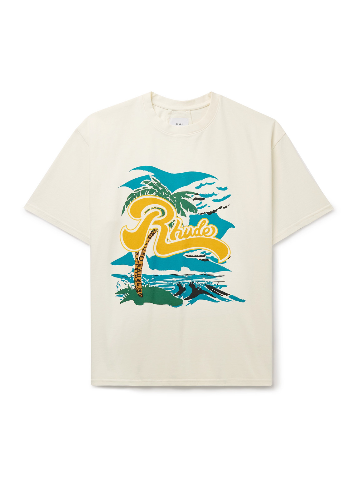 Rhude Regatta Logo-print Cotton-jersey T-shirt In Neutrals