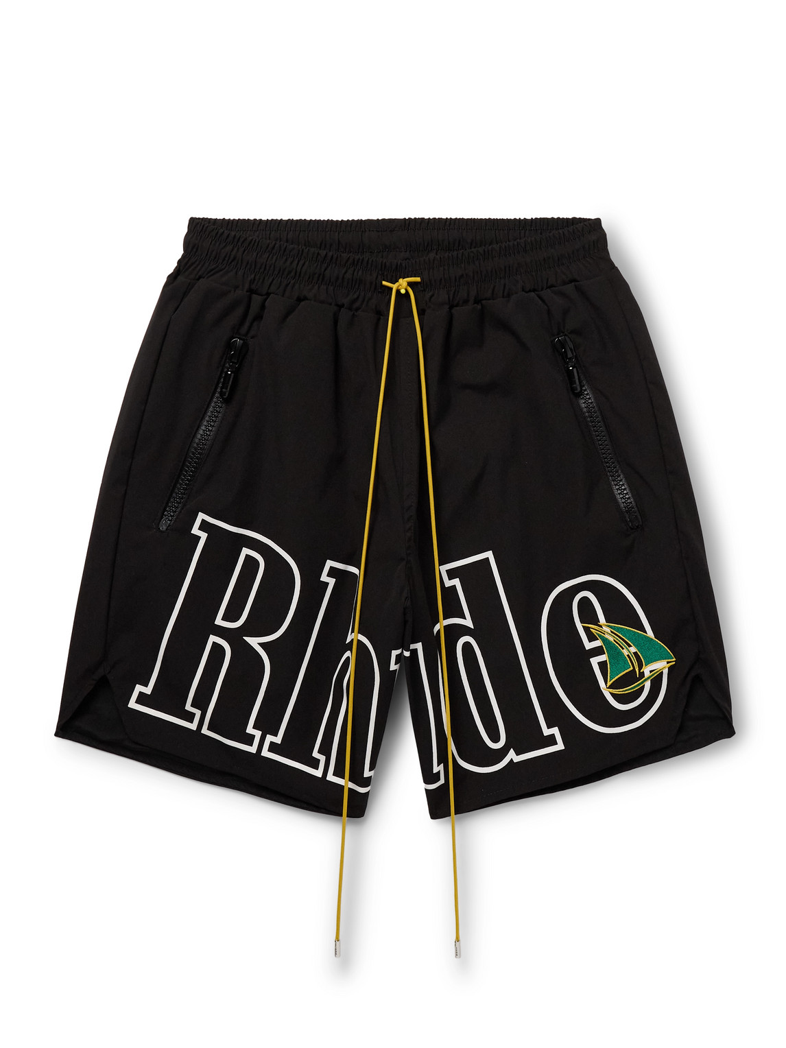 Rhude St. Tropez Straight-leg Logo-print And Embroidered Shell Shorts In Black