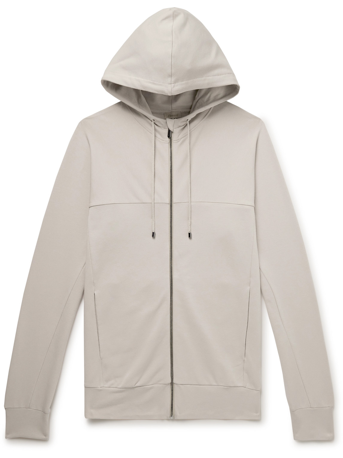 Shop Zimmerli Stretch-modal And Cotton-blend Jersey Zip-up Hoodie In Neutrals