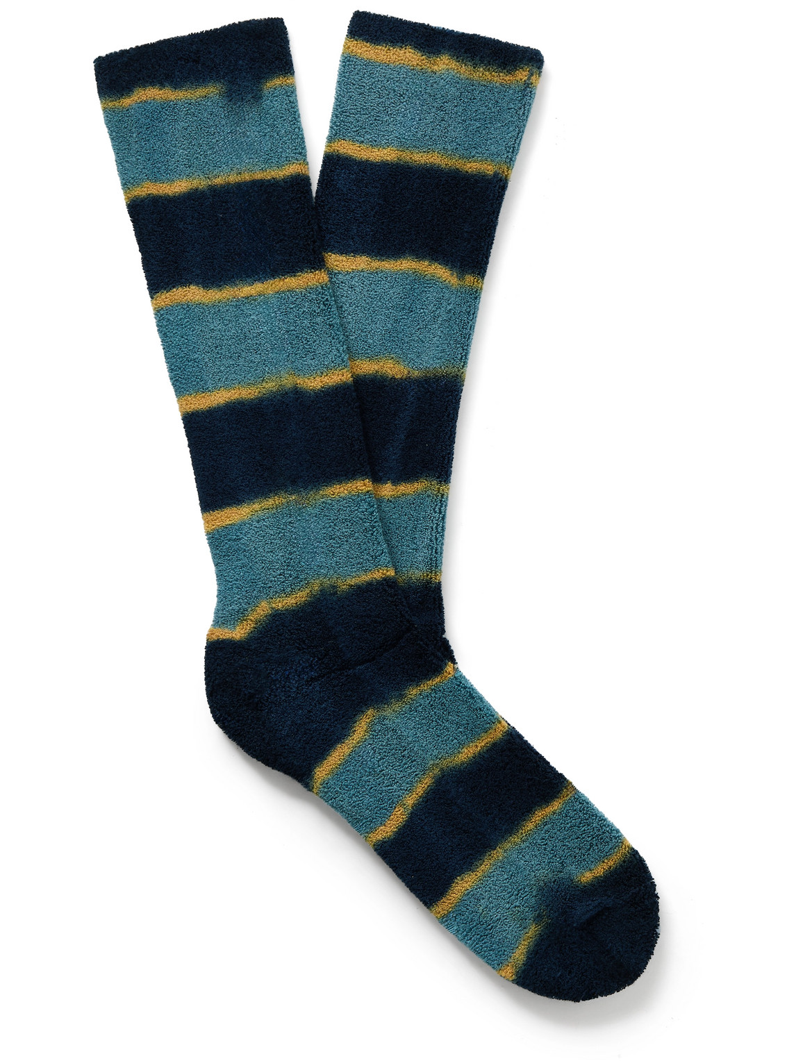 Anonymous Ism Old Surf Stripes Cotton-blend Terry Socks In Blue