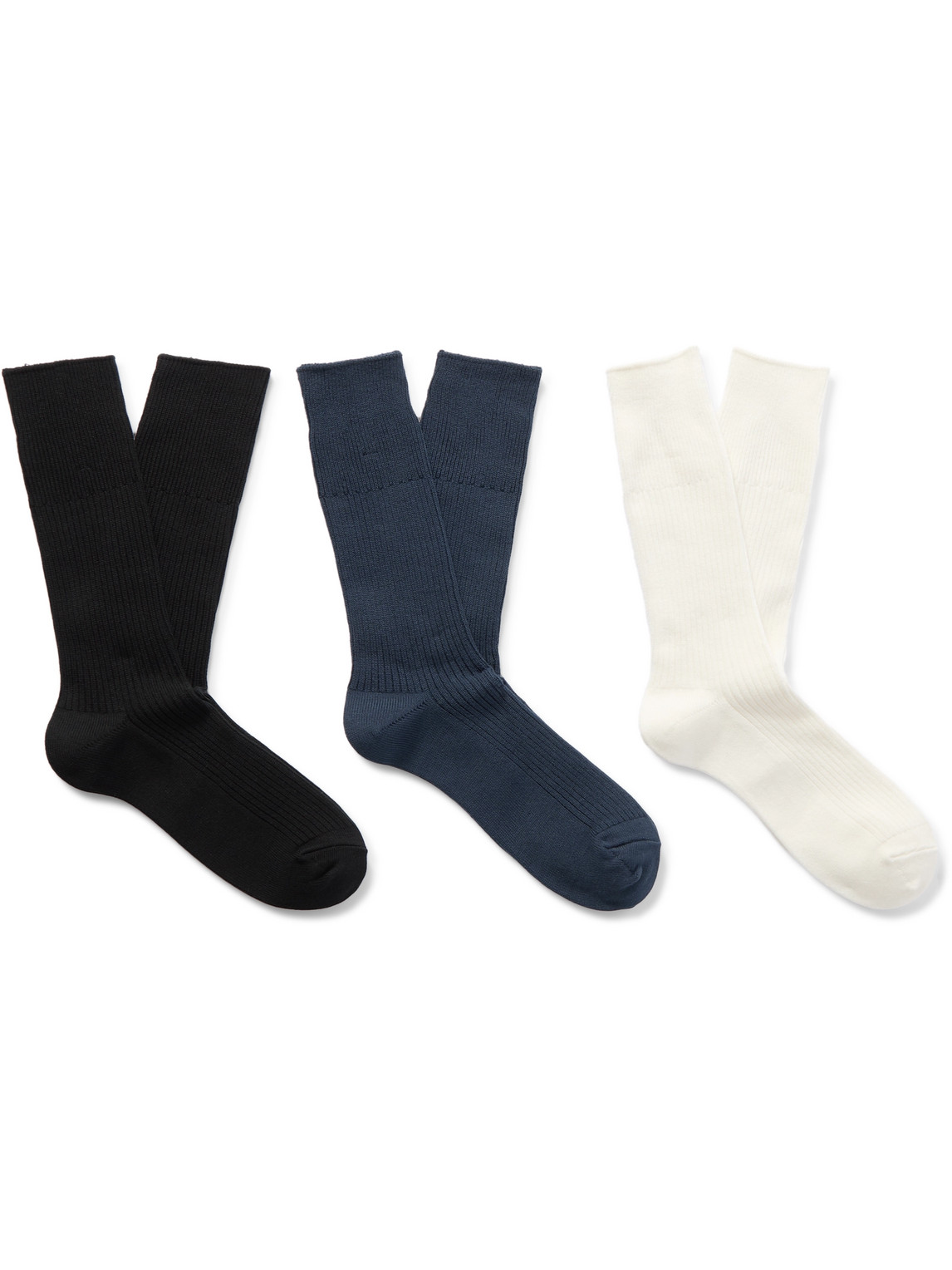 Anonymous Ism Three-pack Ribbed-knit Socks In Multi