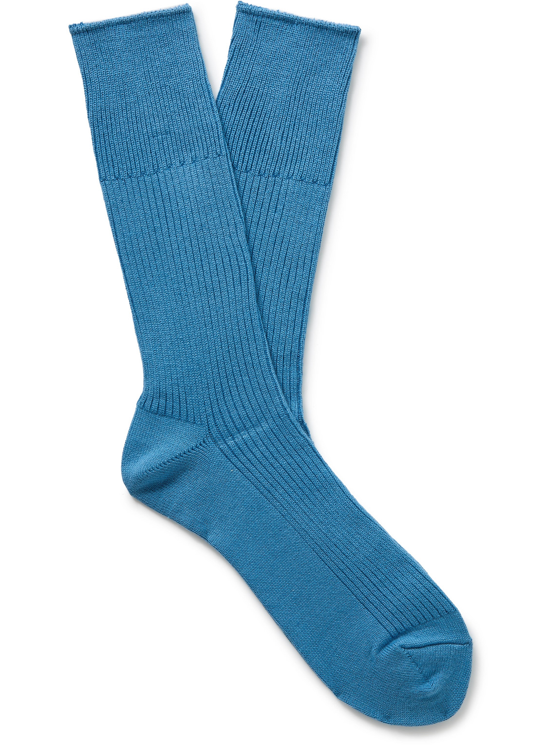Anonymous Ism Brilliant Ribbed-knit Socks In Blue