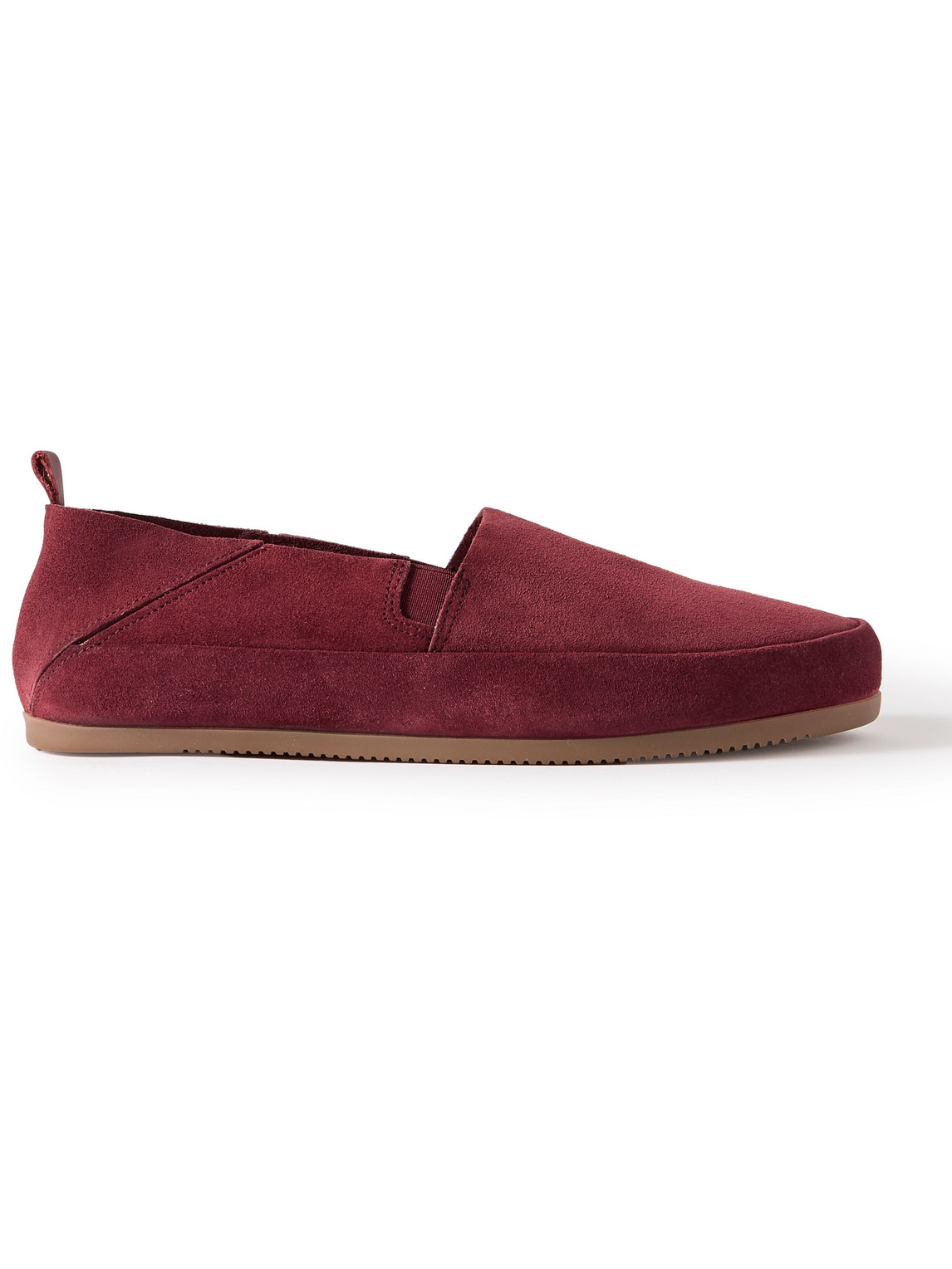 Mulo Travel Collapsible-heel Suede Loafers In Burgundy