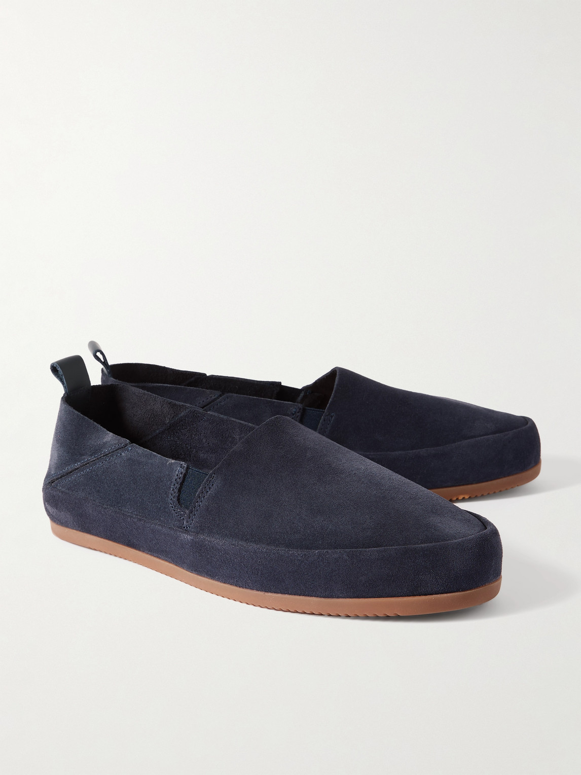 Shop Mulo Travel Collapsible-heel Suede Loafers In Blue