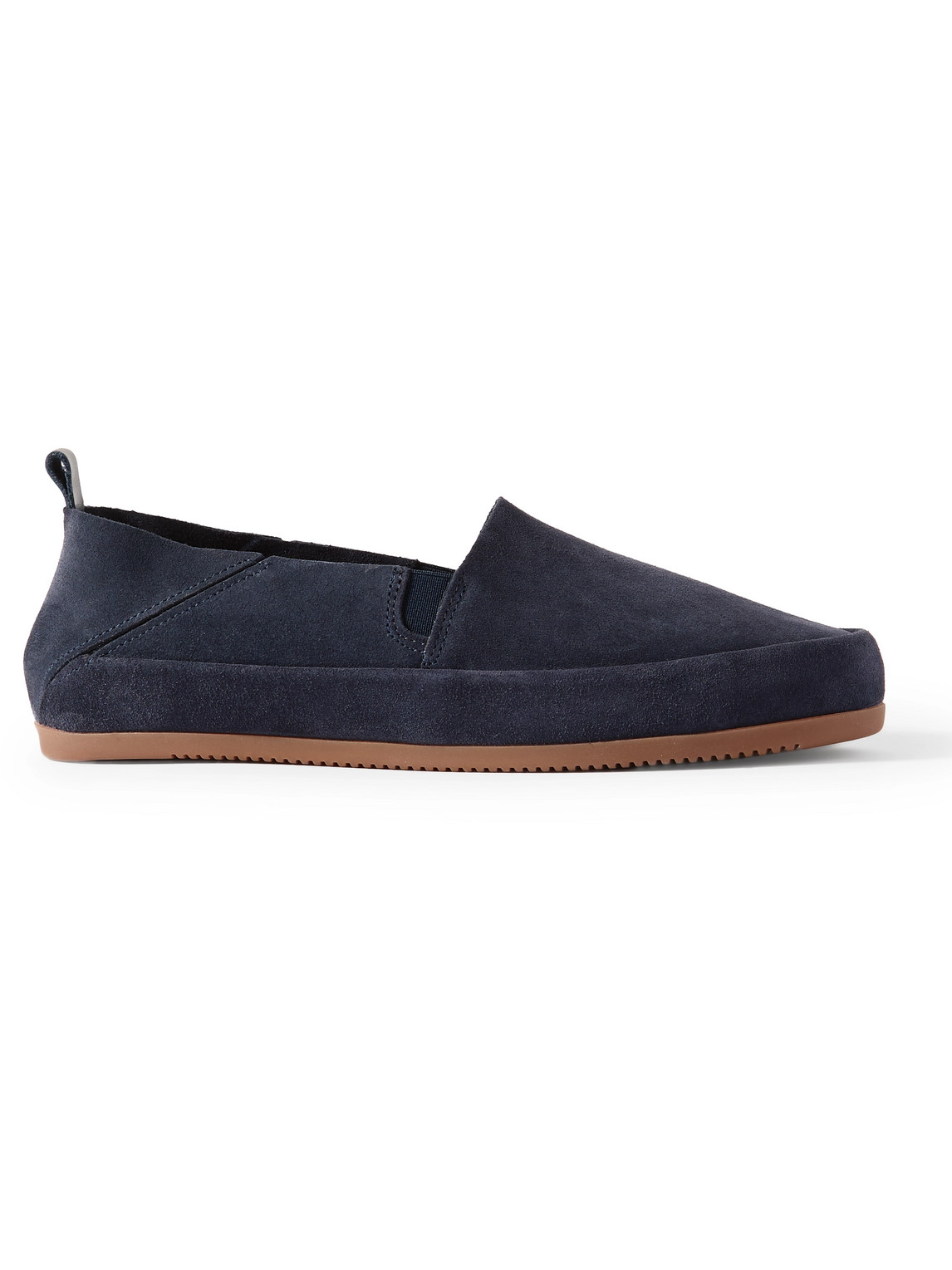 Mulo Travel Collapsible-heel Suede Loafers In Blue