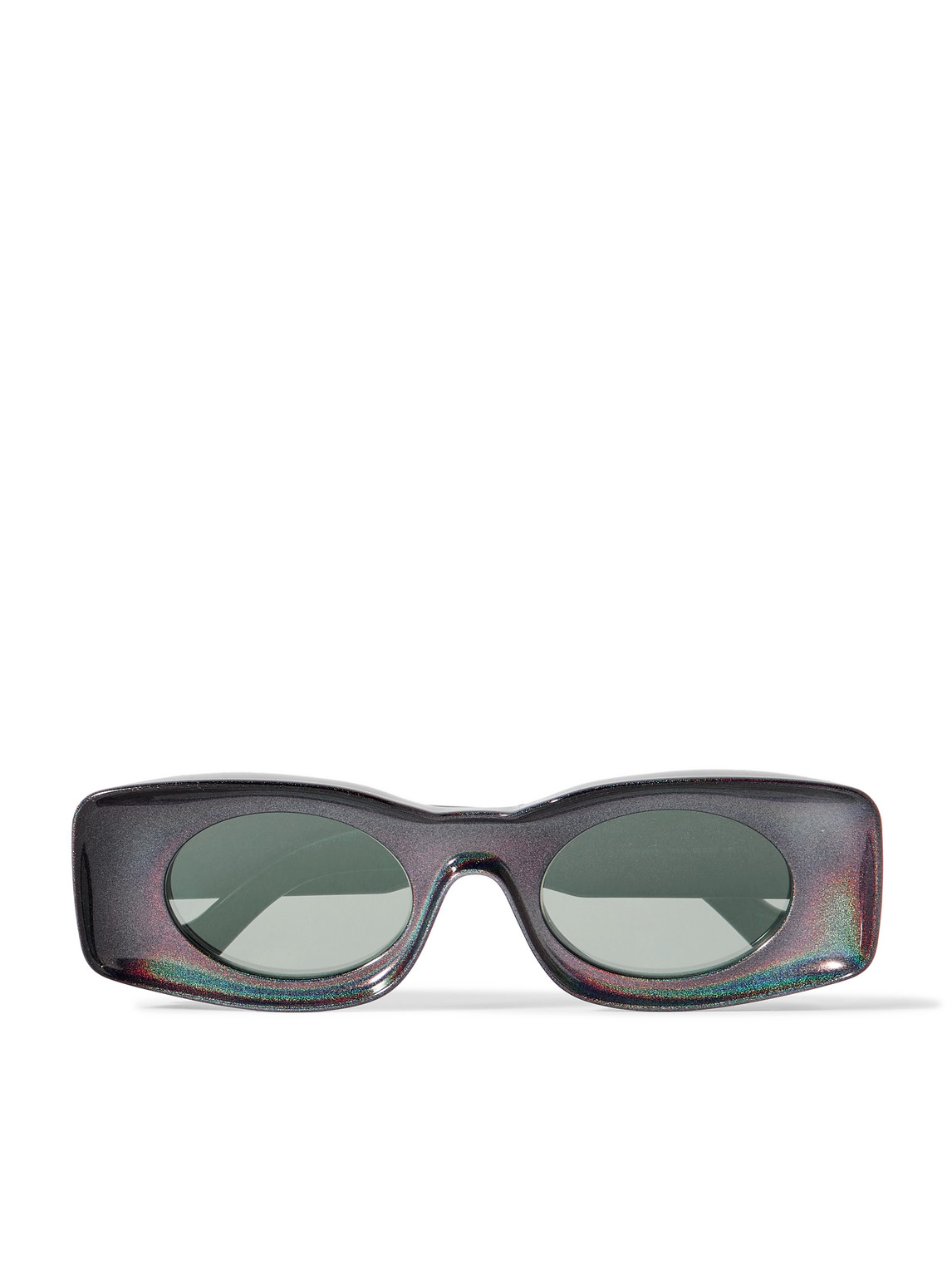 Loewe Paula's Ibiza Rectangular-frame Glittered Acetate Sunglasses In Brown
