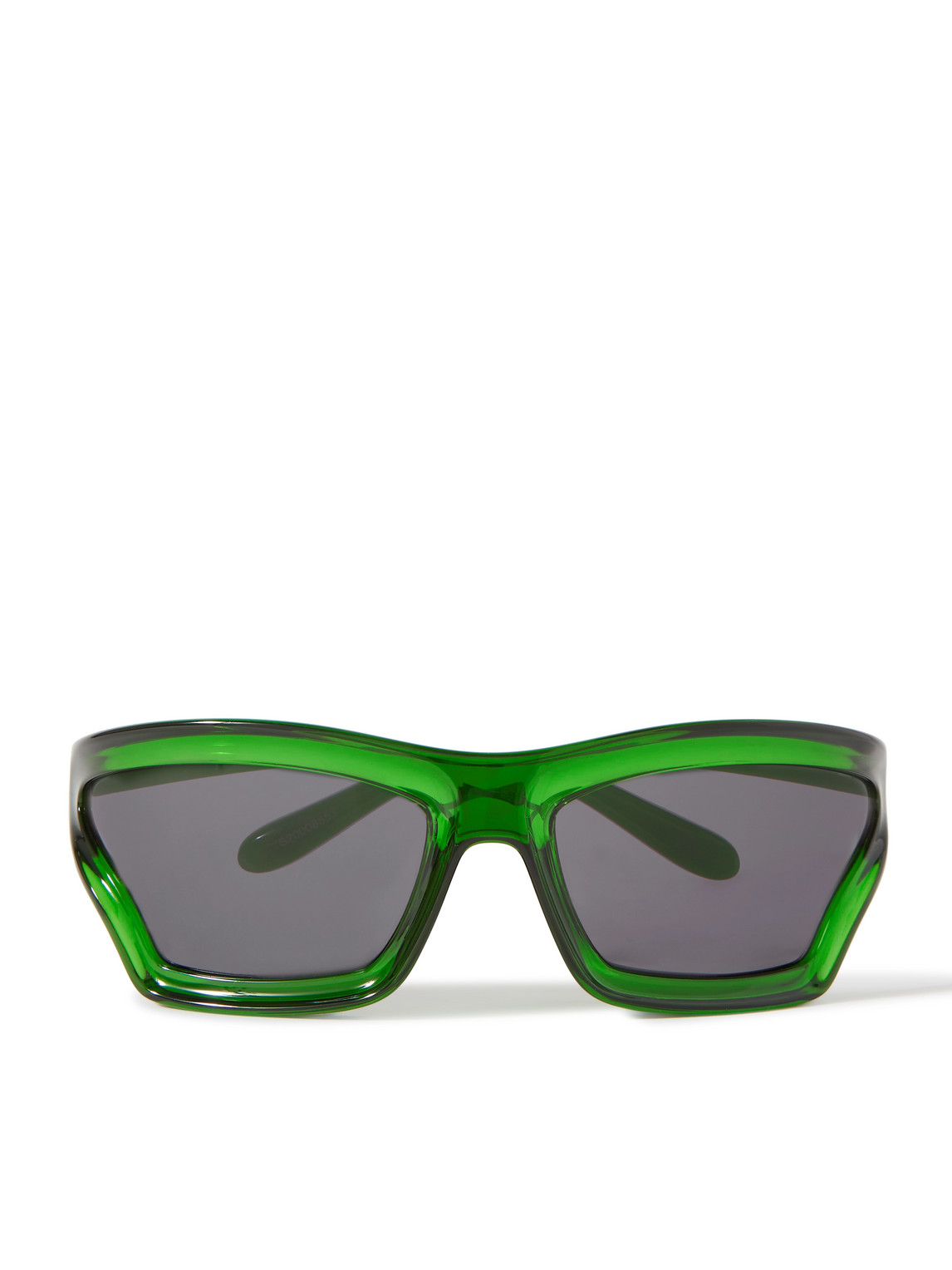 Loewe Paula's Ibiza Sporty Mask Oversized D-frame Acetate Wrap-around Sunglasses In Green