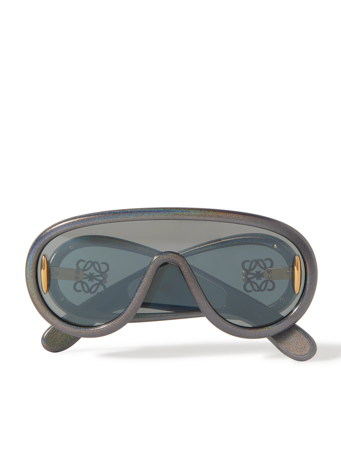 Loewe Paula's Ibiza Wave Mask Oversized D-frame Glittered Acetate Sunglasses In Black