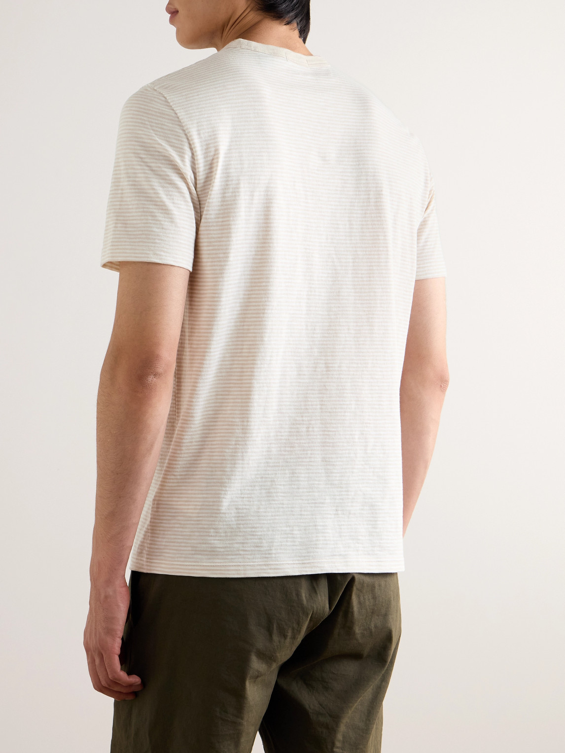 Shop Theory Essential Striped Cotton-jersey T-shirt In White
