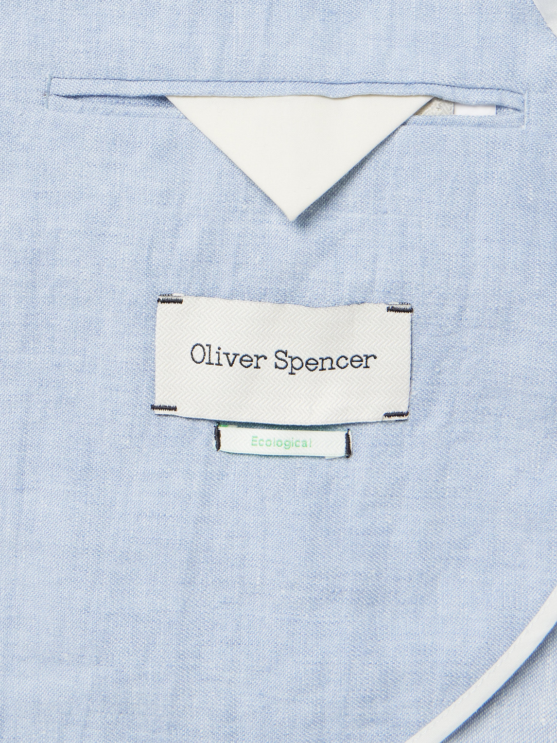 Shop Oliver Spencer Wyndhams Unstructured Linen Suit Jacket In Blue